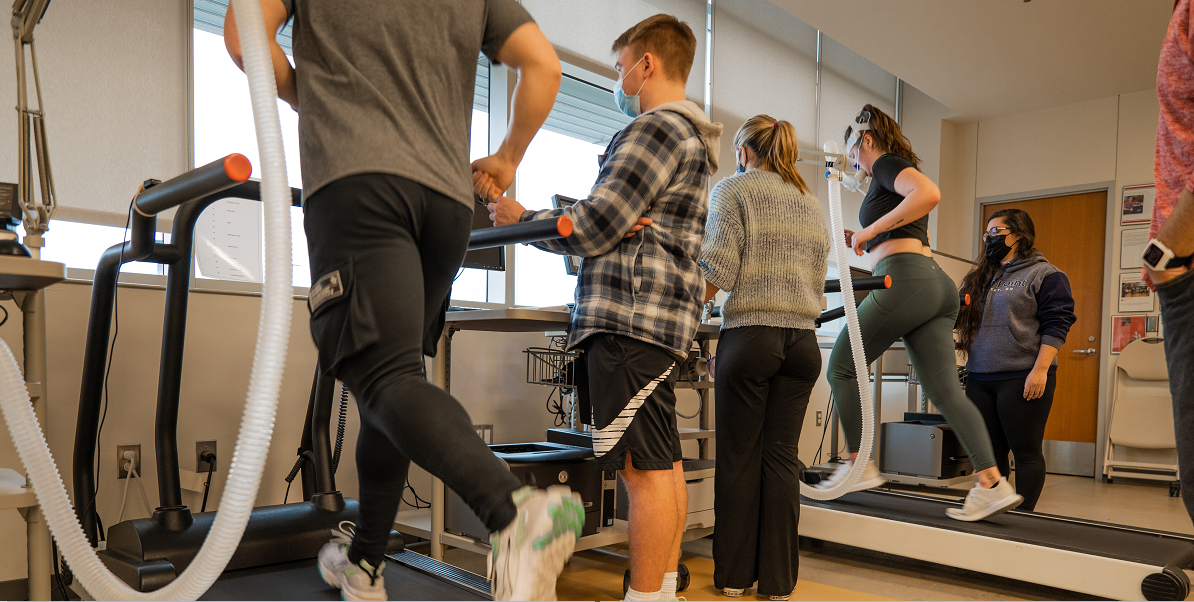 students being monitored on a treadmill